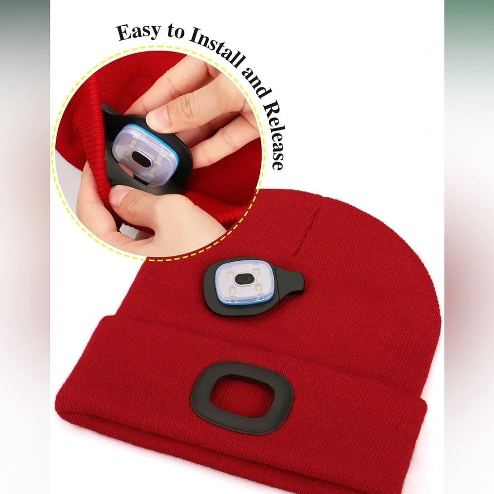 Unisex Hat with Light, USB Rechargeable Hands Free Headlamp LED Beanie NWT‎